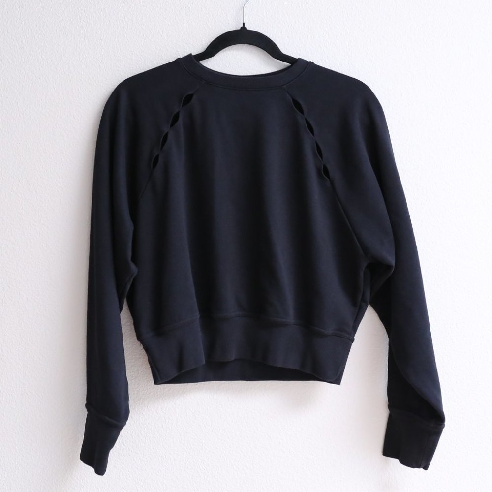 NIKE Women Cutout Crop Black Long Sleeve Sweatshirt S - Picture 5 of 17